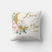Coussin Elephant rose Floral Aimez-vous à la Lune et à l'a (Recto)