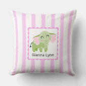 Coussin Éléphant Rose Monogramme Bébé Fille (Recto)