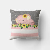 Coussin Eléphant rose mou dormant sur la crèche des tourne (Verso)
