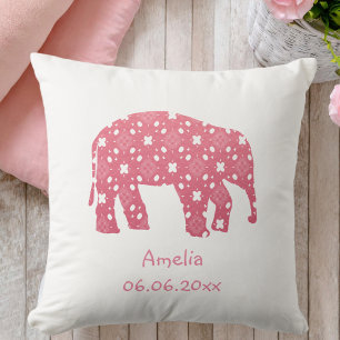 Coussin Eléphant rose personnalisé bébé