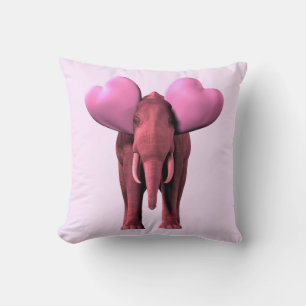 Coussin Eléphant rose romantique