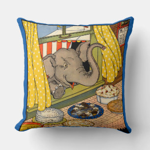 Coussin éléphant se balançant la tête par la fenêtre
