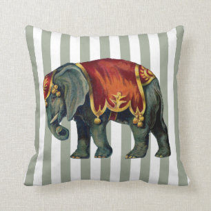 Coussin Éléphant vintage de cirque votre couleur de rayu