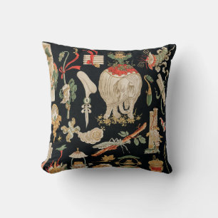 Coussin Éléphant Vintage Noir Rouge