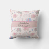 Coussin Eléphants bleu rose Rainbows Nursery (Verso)