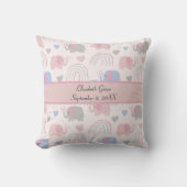 Coussin Eléphants bleu rose Rainbows Nursery (Recto)