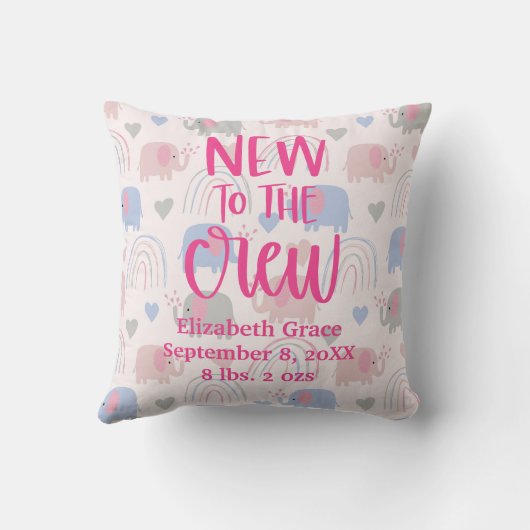 Coussin Eléphants de stade de naissance Rainbows Boho Nouv (Verso)