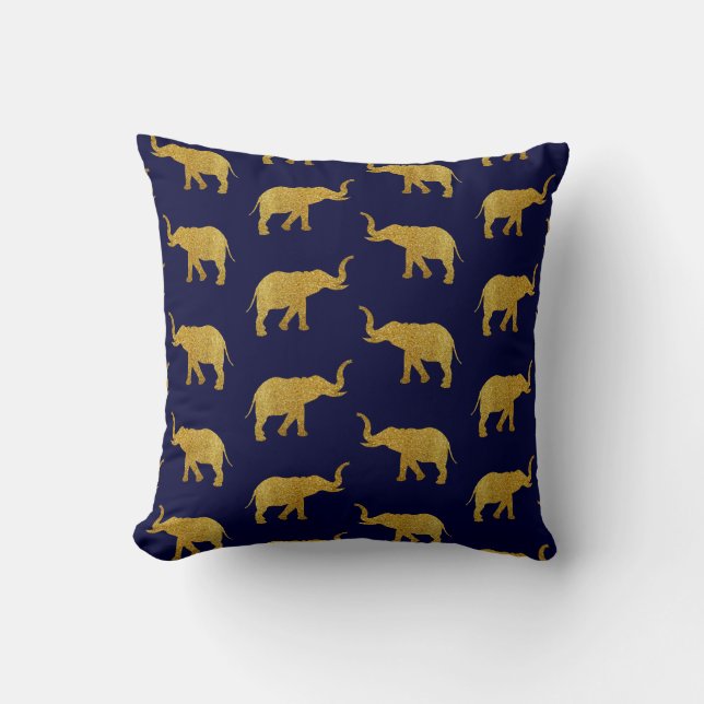 Coussin Eléphants de trompette d'or (Recto)