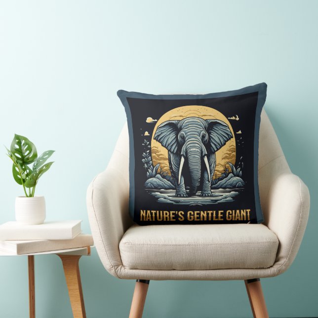 Coussin Éléphants le Géant Gentil de la Nature (Chaise)