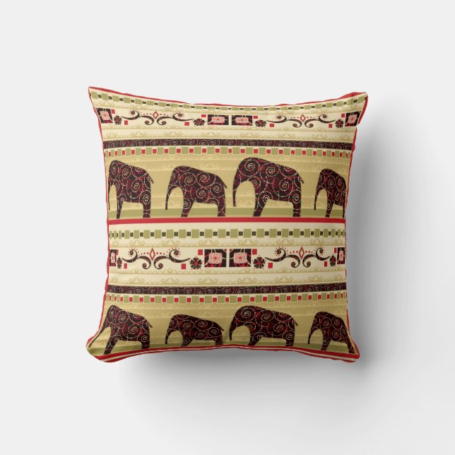 Coussin Eléphants, motif africain (Recto)