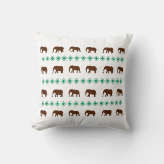 Coussin éléphants motif brun et vert design