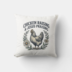 Coussin Élevage de poulets et louange à Jésus vintage poul
