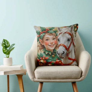 Coussin Elfe de Noël Bells Holly et Horse