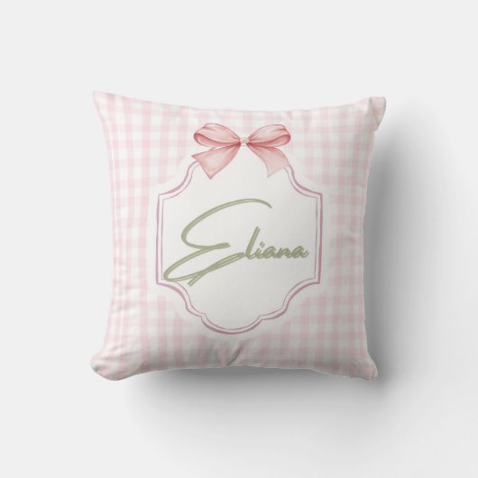 Coussin Eliana Personnalisé Pink Bow & En vichy Imprimer (Recto)