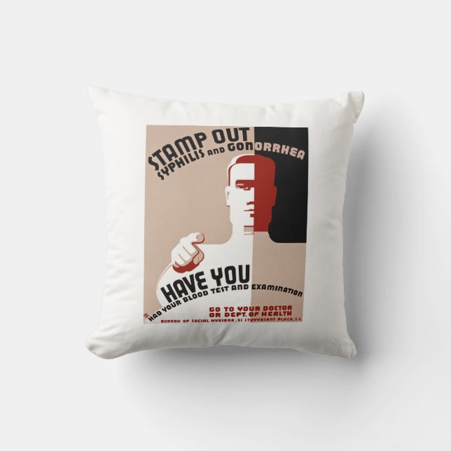 Coussin Éliminer la syphilis et la Gonorrhée (Recto)