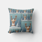Coussin Elk Neige Cute Kawaii Motif Brown (Recto)