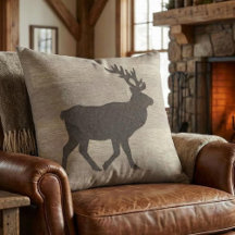 Elk Silhouette Reversible Throw Pillow