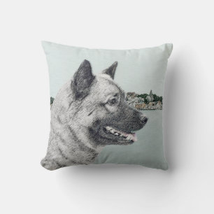 Coussin Elkhound norvégien à la peinture de village - Chie