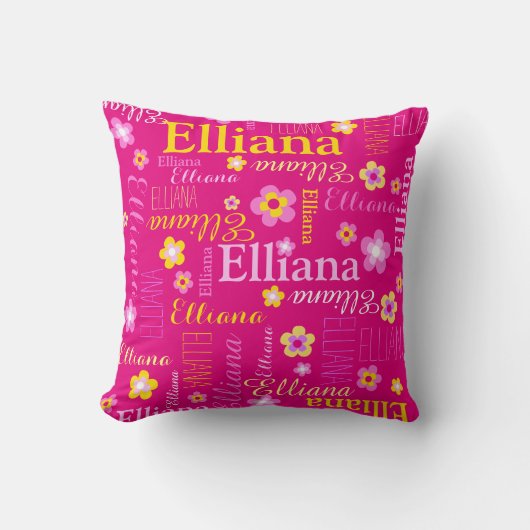 Coussin Elliana, fille jaune rose (Recto)