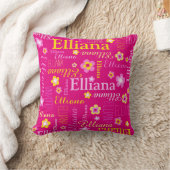 Coussin Elliana nom de fille jaune rose (Couverture)