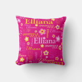 Coussin Elliana nom de fille jaune rose (Recto)