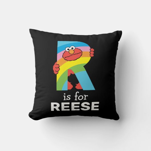 Coussin Elmo Alphabet | R arc-en-ciel (Recto)
