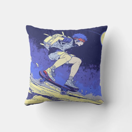 Coussin Embarquement dans l'espace - Skateboarder Design (Verso)