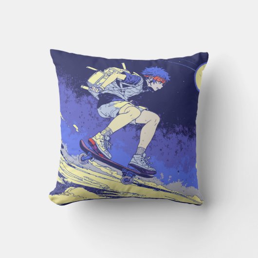 Coussin Embarquement dans l'espace - Skateboarder Design (Recto)