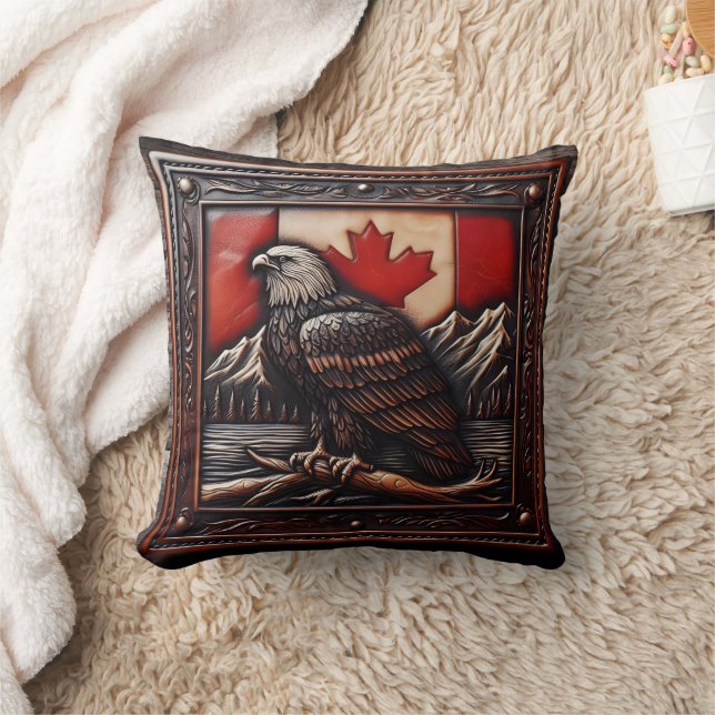 Coussin Emblème d'aigle sur le drapeau canadien avec les m (Couverture)