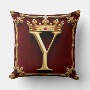 Coussin Emblème de couronne de lettre dorée élégante sur c