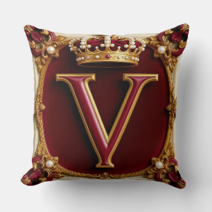 Coussin Emblème de couronne de lettre dorée élégante sur c