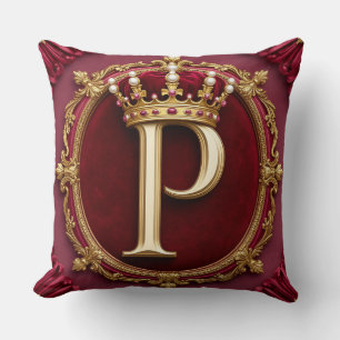 Coussin Emblème de couronne de lettre dorée élégante sur c