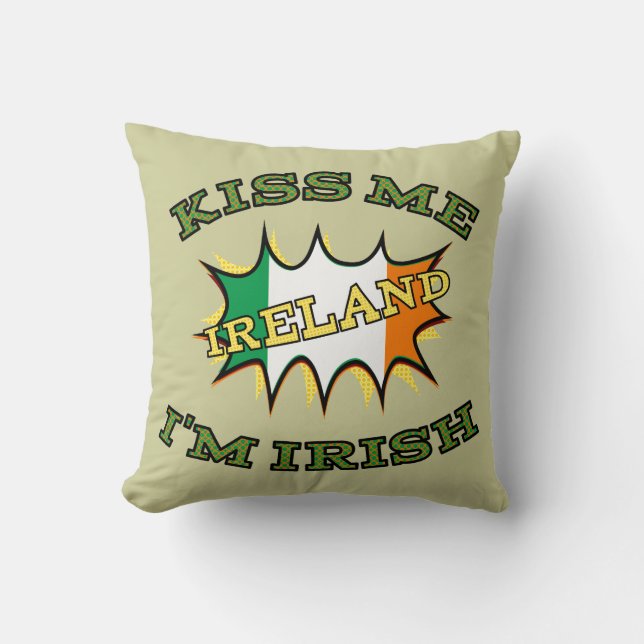 Coussin Embrasse-moi Je suis le drapeau irlandais de starb (Recto)