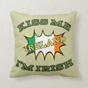 Coussin Embrasse-moi Je suis le drapeau irlandais de starb