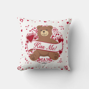 Coussin Embrasse-Moi ! Ours en peluche de la Saint-Valenti