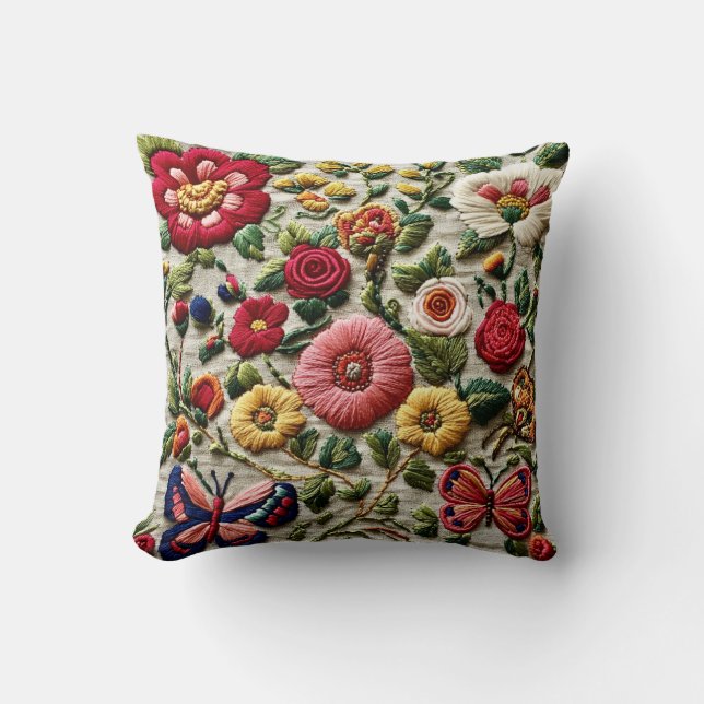 Coussin Embroidered Floral (Recto)
