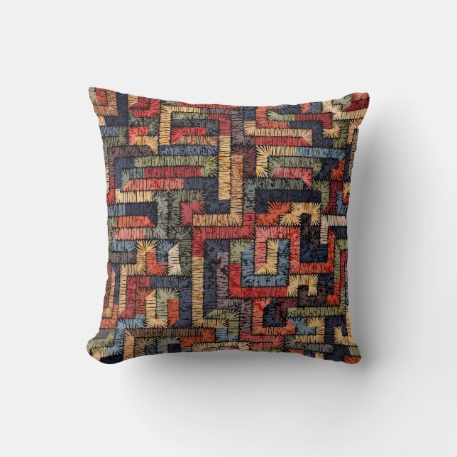 Coussin Embroidered seamless geometric pattern. Ethnic and (Recto)