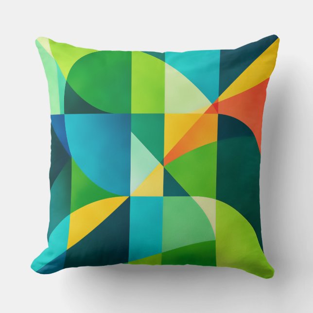Coussin Emerald Citrus Geometric Abstract (Recto)