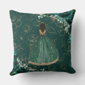 Coussin Emerald Floral Brown Princesse Quinceañera Keepsak (Verso)