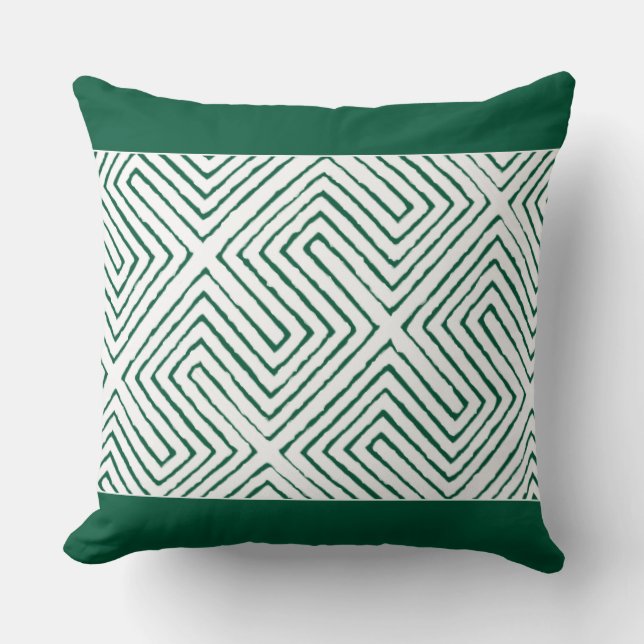 Coussin Emerald Green et White African boud motif (Recto)