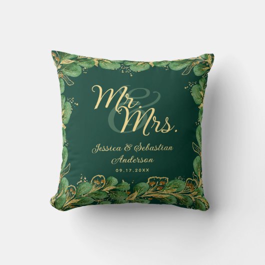 Coussin Emerald Green Eucalyptus Mariage M. et Mme. (Recto)