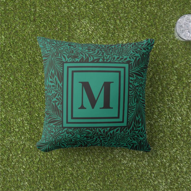 Coussin Emerald Green Famille Monogramme Motif botanique (Herbe)
