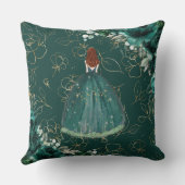 Coussin Emerald Green Floral Princess Quinceañera Keepsaké (Verso)