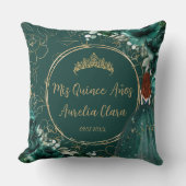 Coussin Emerald Green Floral Princess Quinceañera Keepsaké (Recto)