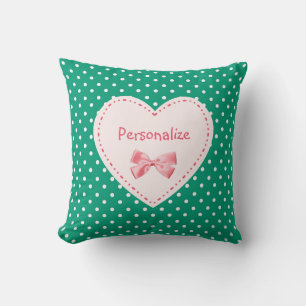 Coussin Emerald Green Heart Avec Nom