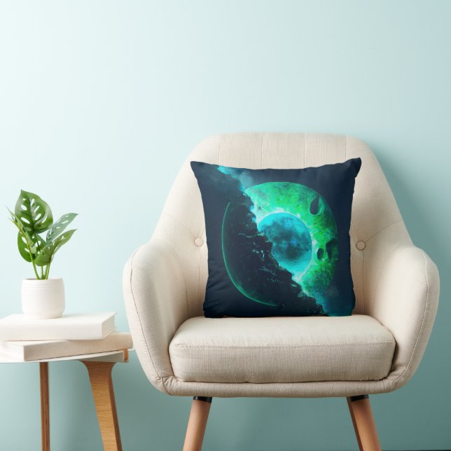 Coussin Emerald Lunar Core Cracing Open DALL-E AI Art (Chaise)