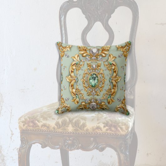 Coussin Emerald sur Gold Leaf