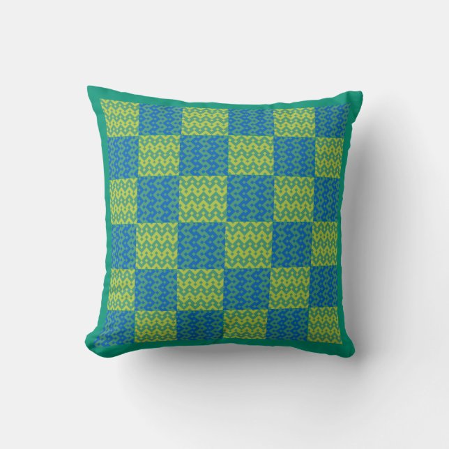 Coussin Émeraude d'oreiller ou de coussin, vert et bleu (Recto)