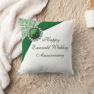 Coussin Émeraude Mariage Anniversaire Jeu d'oreiller