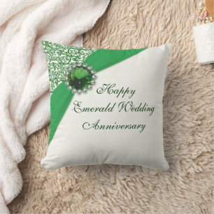 Coussin Émeraude Mariage Anniversaire Jeu d'oreiller